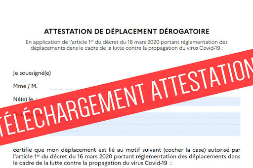 Attestation de déplacement